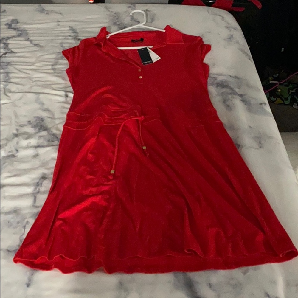 Red women’s dress.